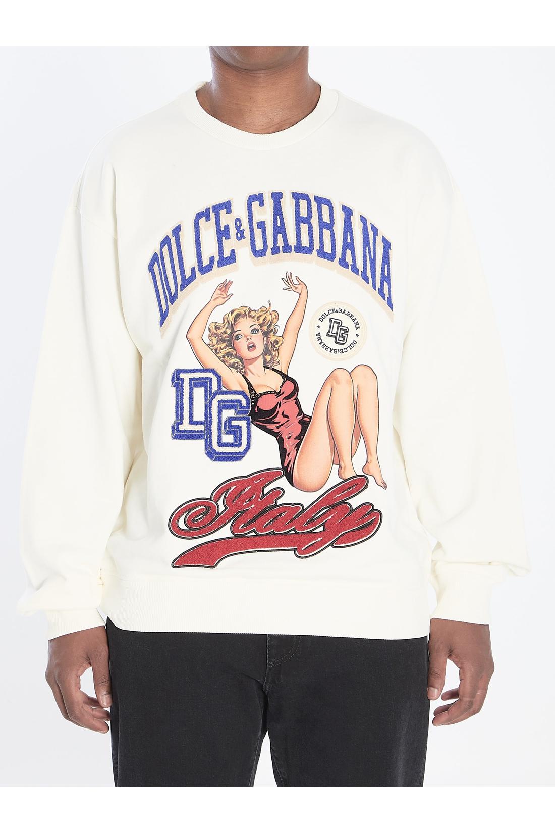 Dolce & Gabbana-OUTLET-SALE-Sweatshirt with Pin-up print-ARCHIVIST