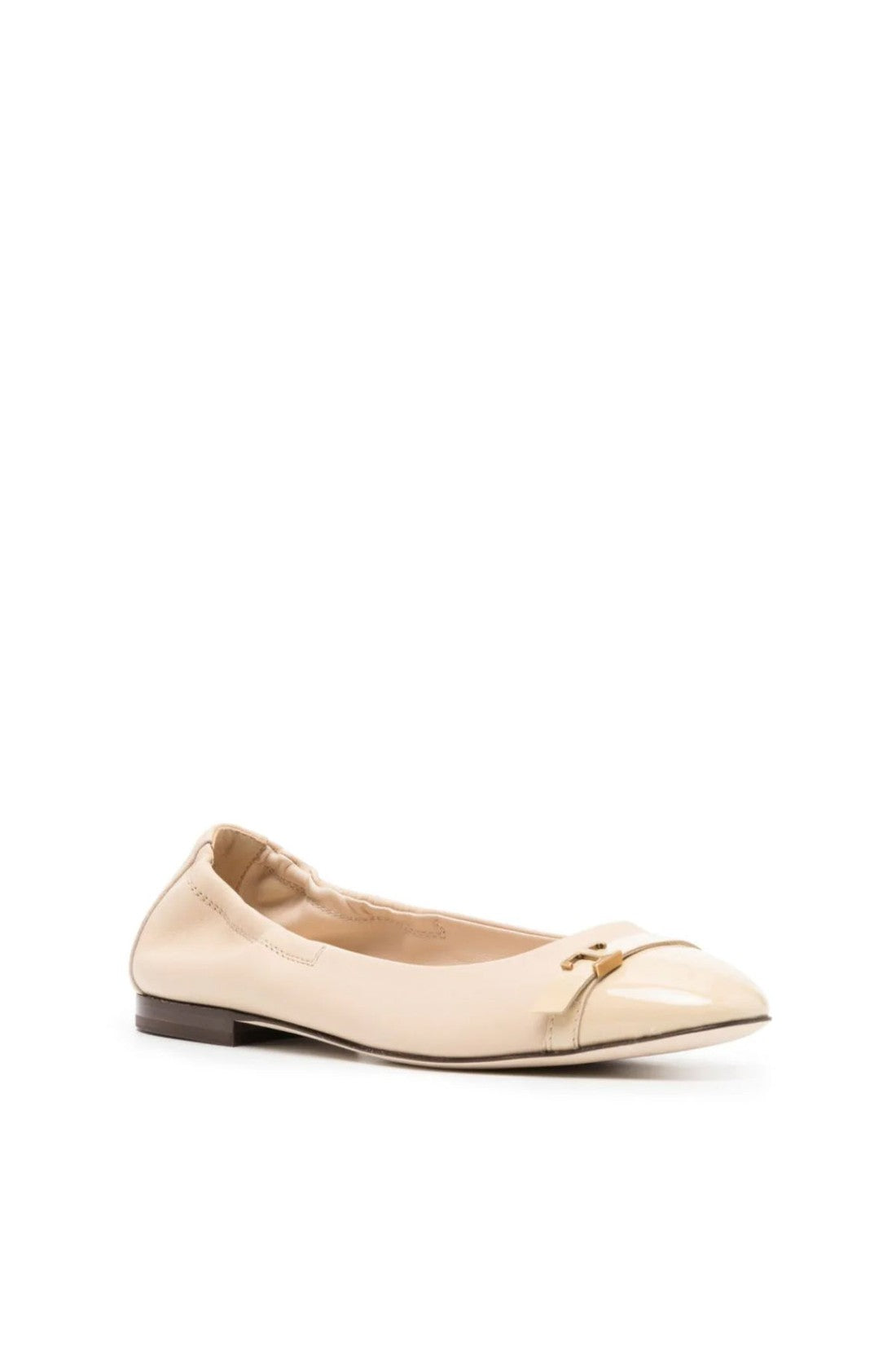 Tod's-OUTLET-SALE-T Logo Strap Leather Ballerinas-ARCHIVIST