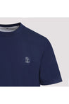 BRUNELLO CUCINELLI-OUTLET-SALE-T-Shirt Blau-ARCHIVIST