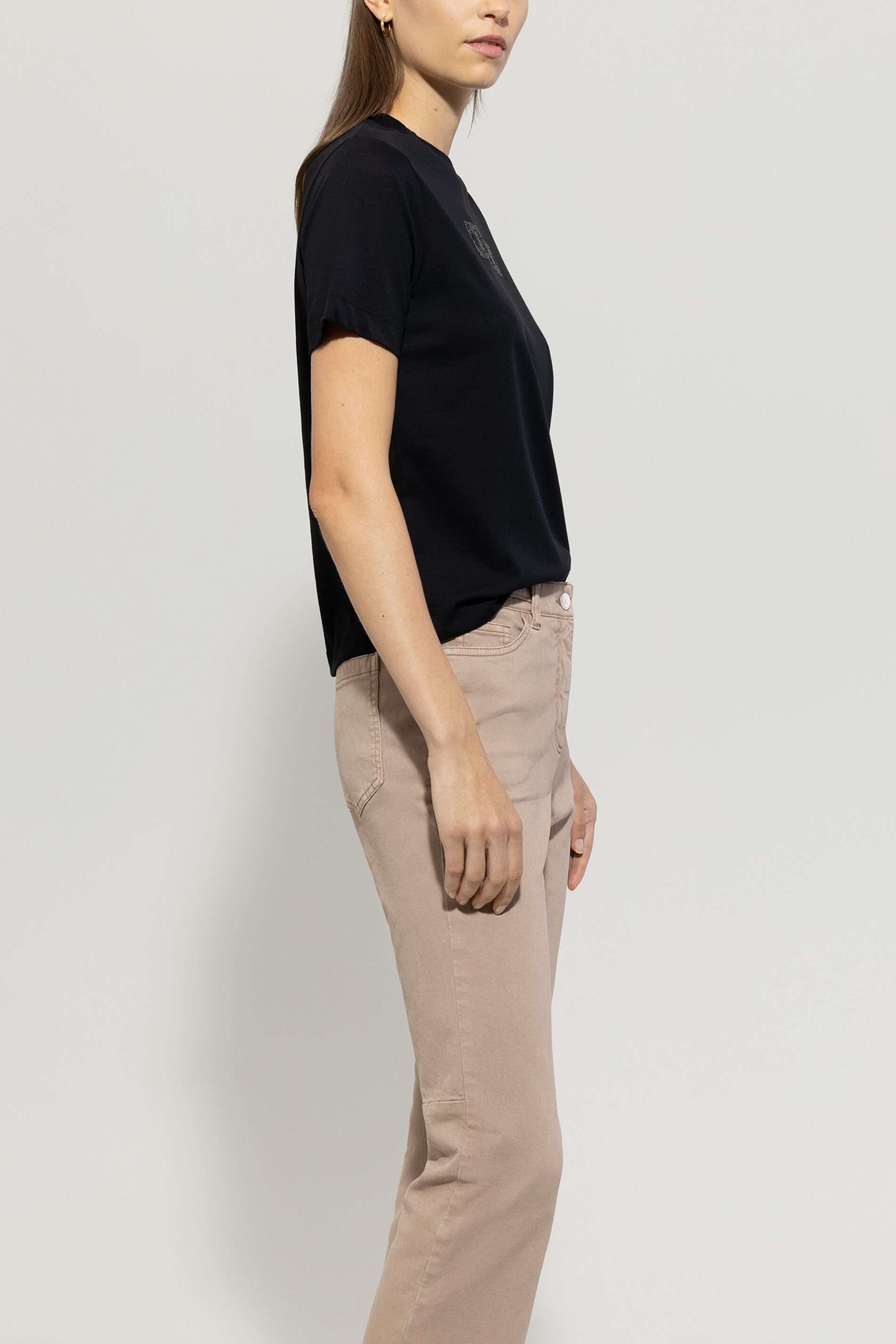 Luisa Cerano-T-Shirt mit Glitter-Print-Shirts-Black-Deal-Outlet-by-ARCHIVIST