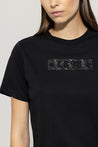 Luisa Cerano-T-Shirt mit Glitter-Print-Shirts-Black-Deal-Outlet-by-ARCHIVIST