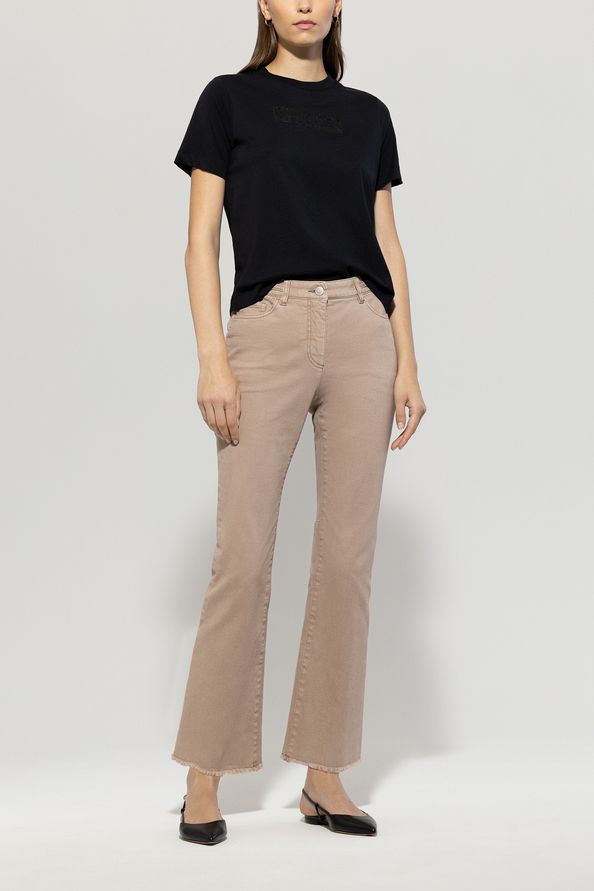 Luisa Cerano-T-Shirt mit Glitter-Print-Shirts-Black-Deal-Outlet-by-ARCHIVIST