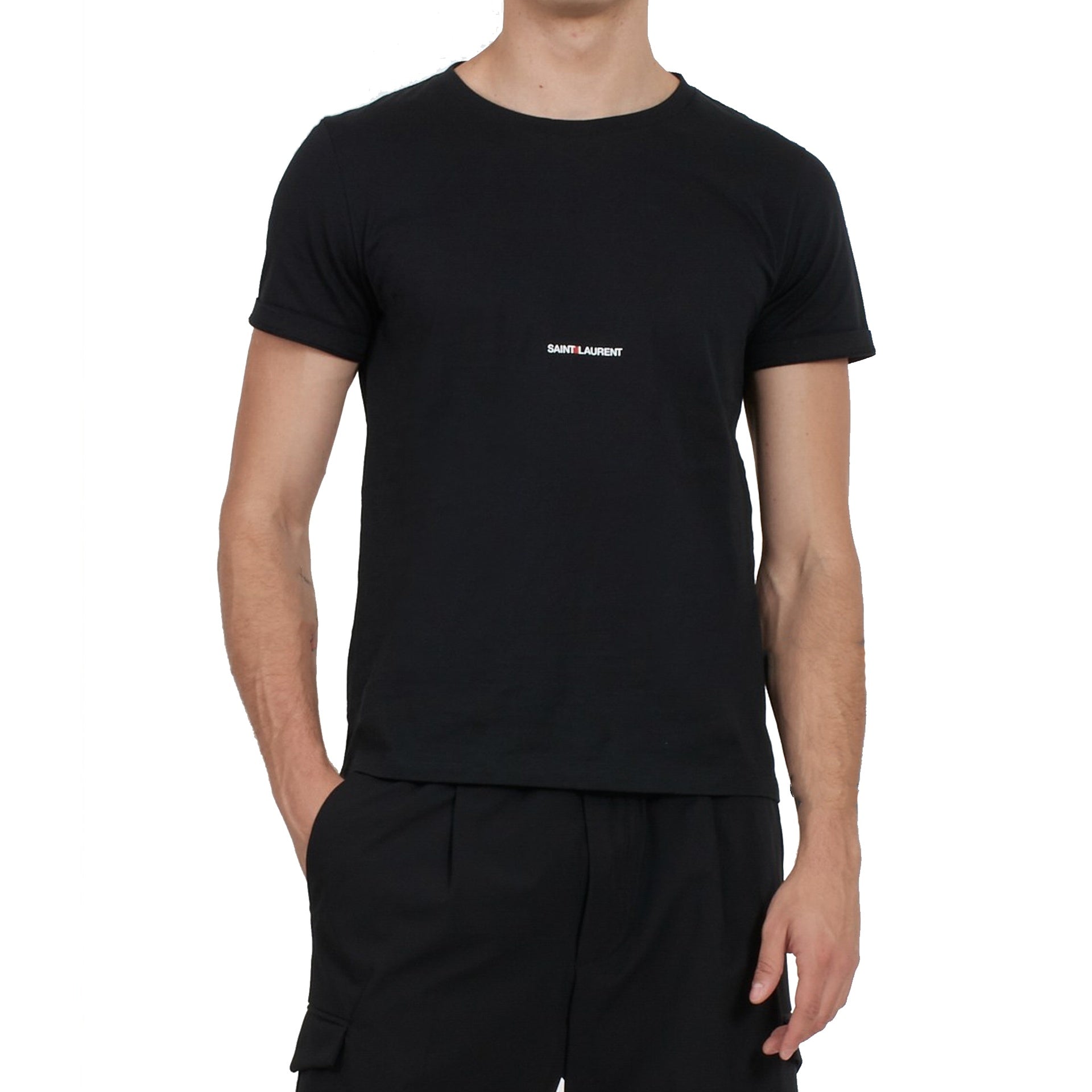 SAINT LAURENT-OUTLET-SALE-T-Shirts & Polos SCHWARZ-ARCHIVIST