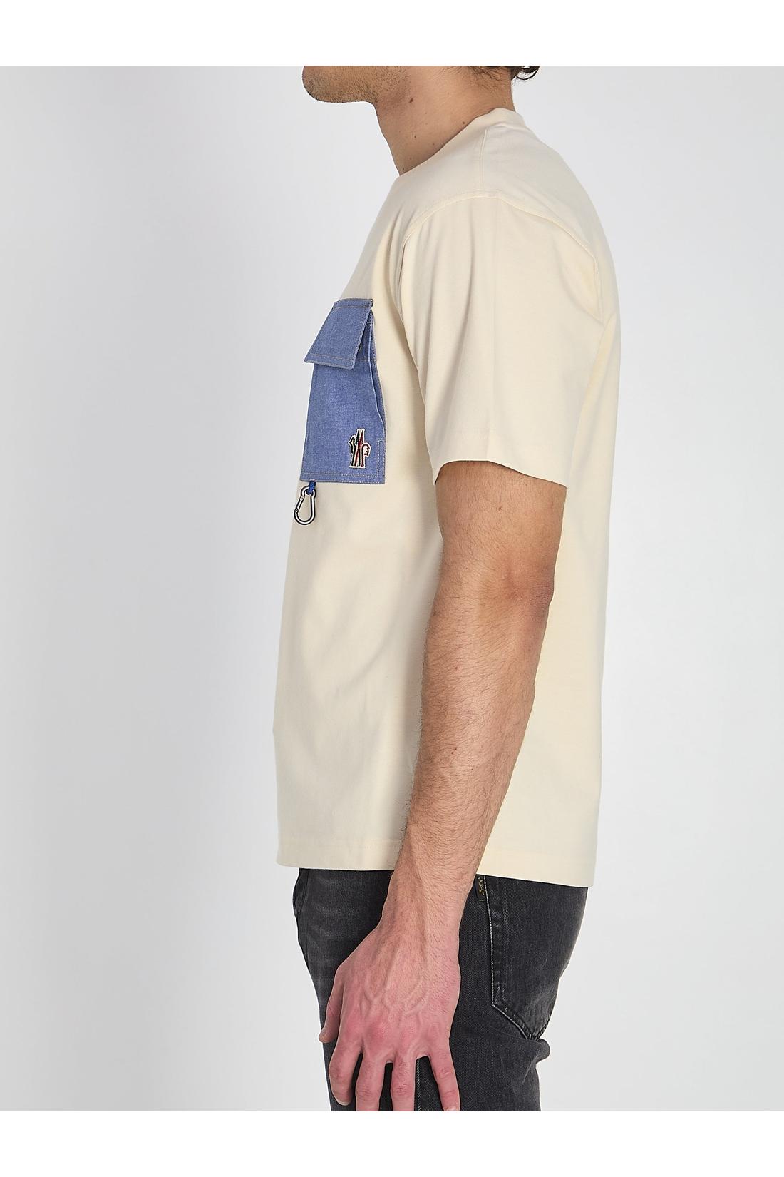 Moncler grenoble-OUTLET-SALE-T-shirt with a denim pocket-ARCHIVIST