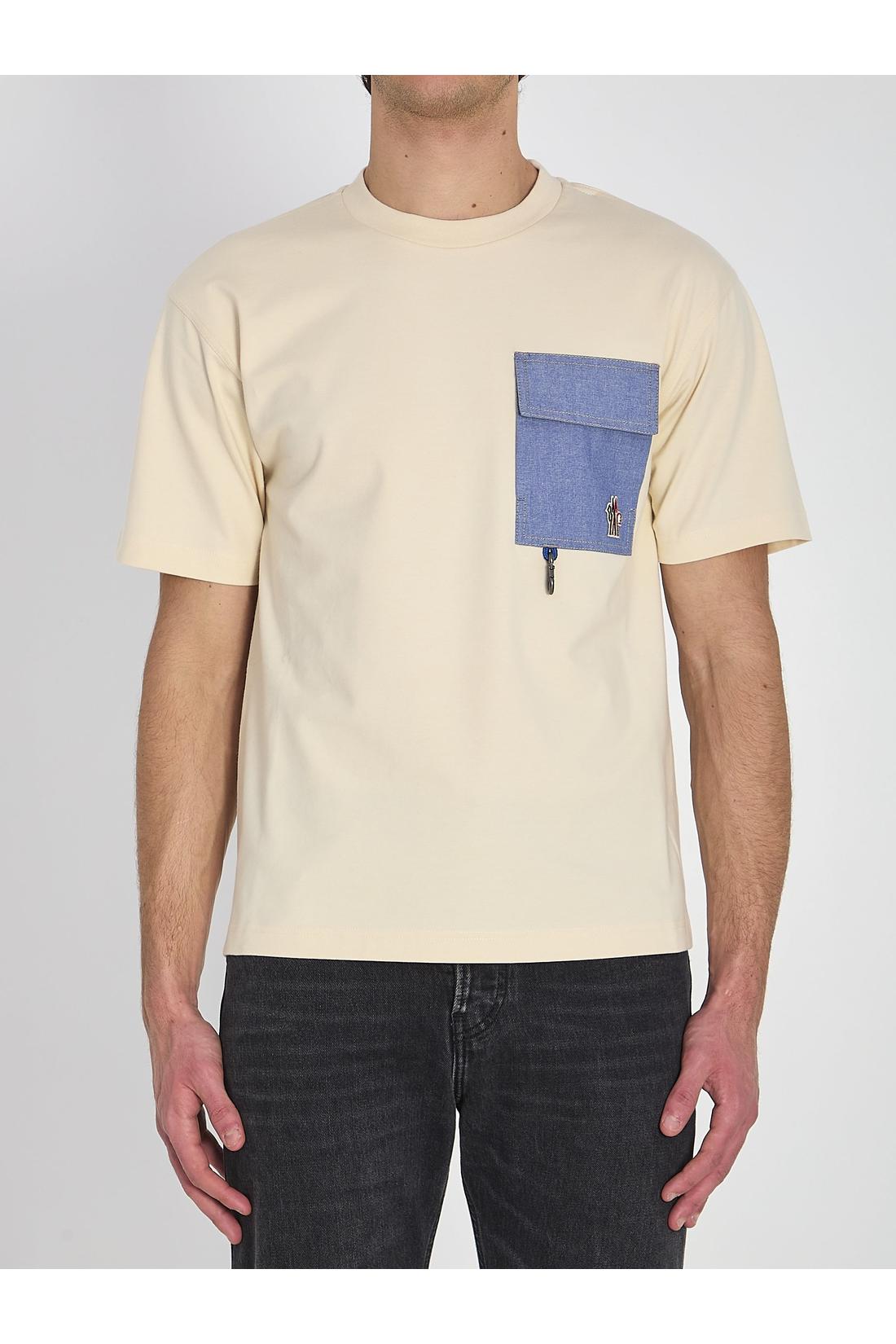 Moncler grenoble-OUTLET-SALE-T-shirt with a denim pocket-ARCHIVIST