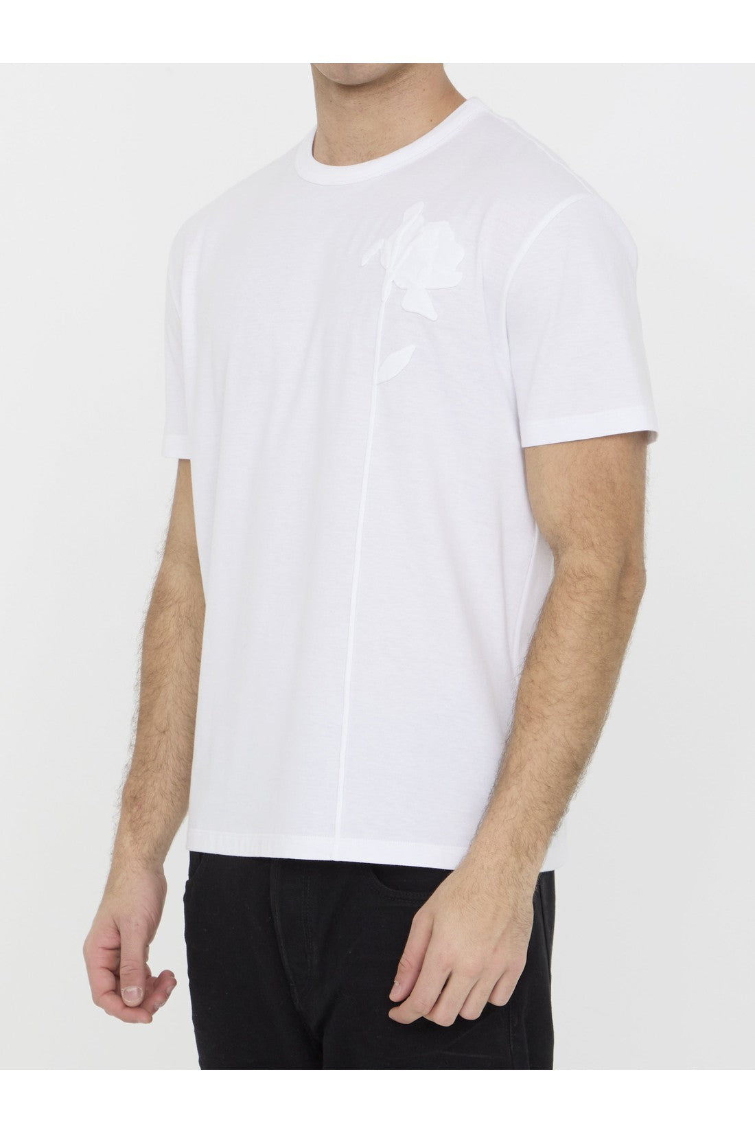Valentino Garavani-OUTLET-SALE-T-shirt with flower embroidery-ARCHIVIST