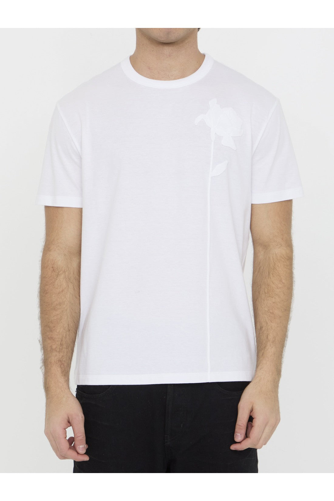 Valentino Garavani-OUTLET-SALE-T-shirt with flower embroidery-ARCHIVIST