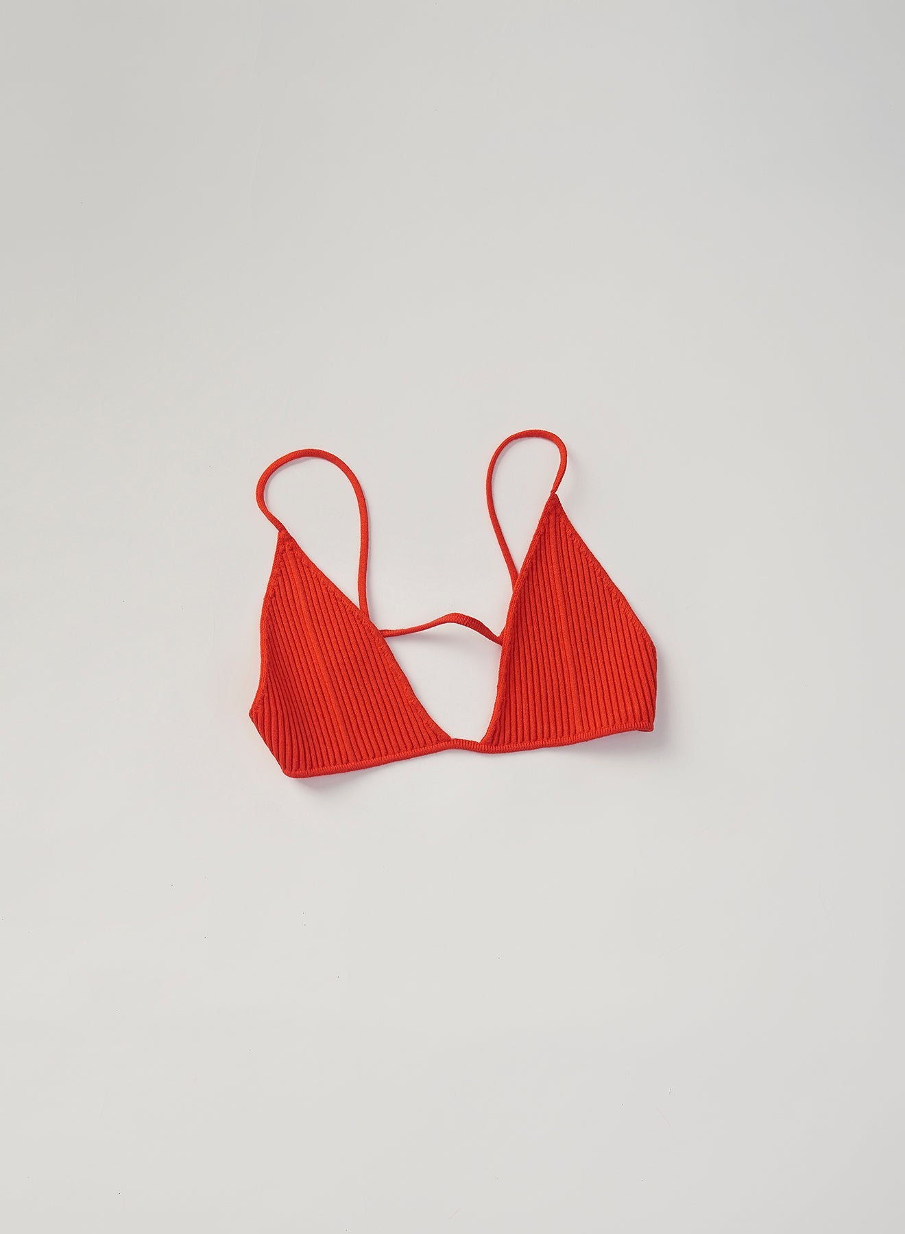 AERON COMPASS Ribbed-knit bra top – red