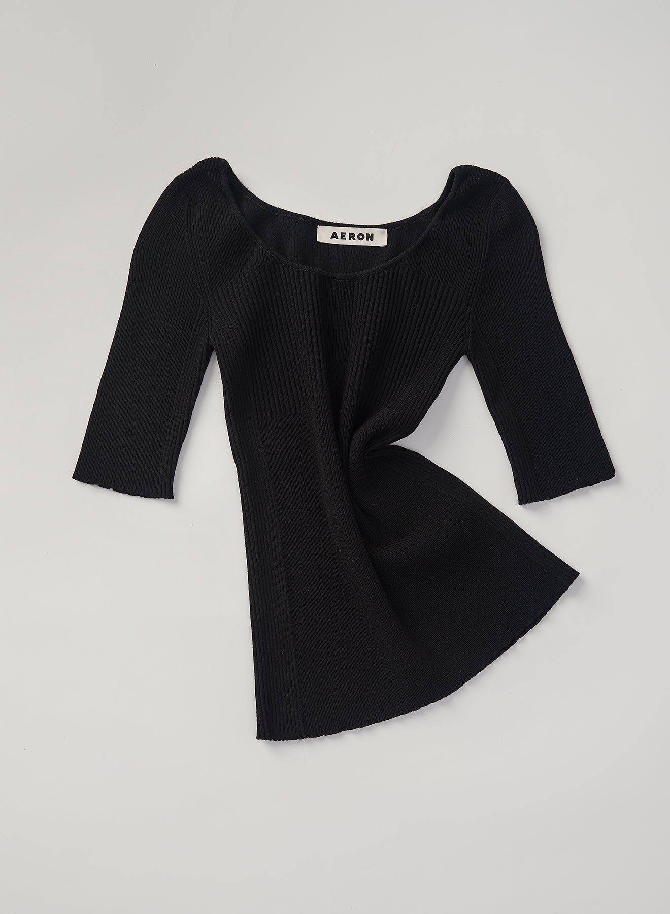 AERON SHELL Ribbed-knit bra-detailed top – black