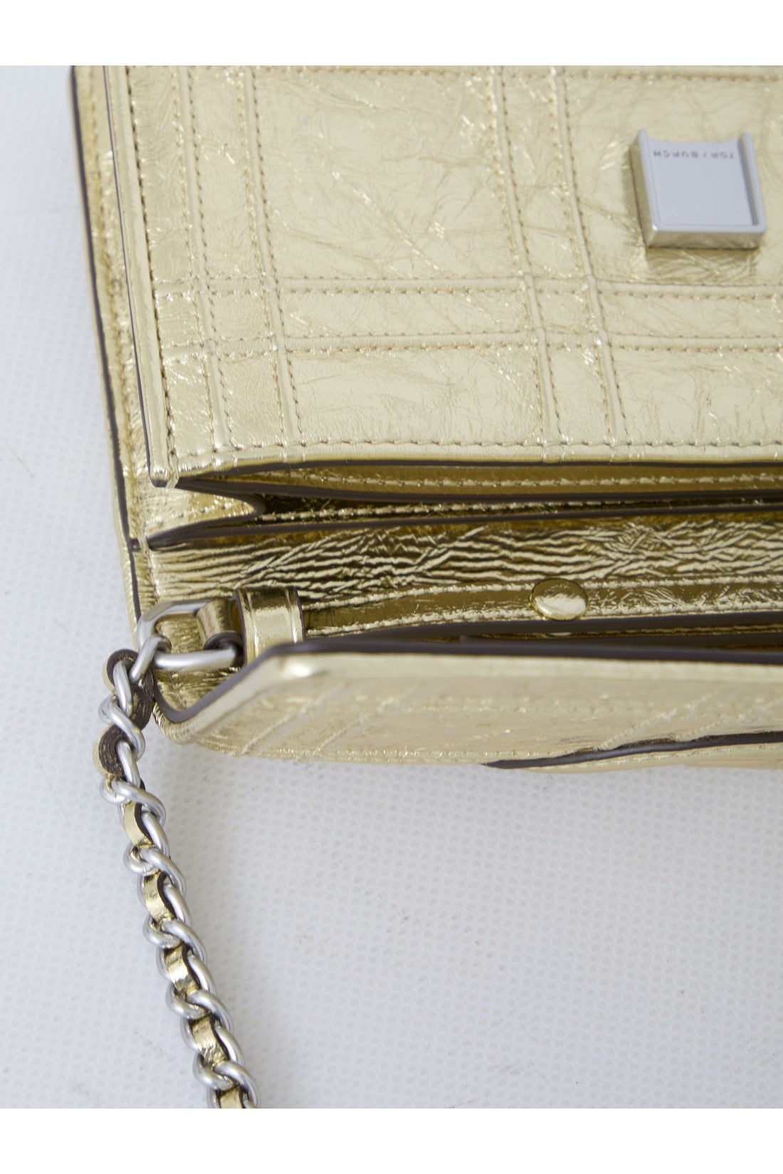 Fleming Soft Metallic Square Quilt Chain Wallet bag