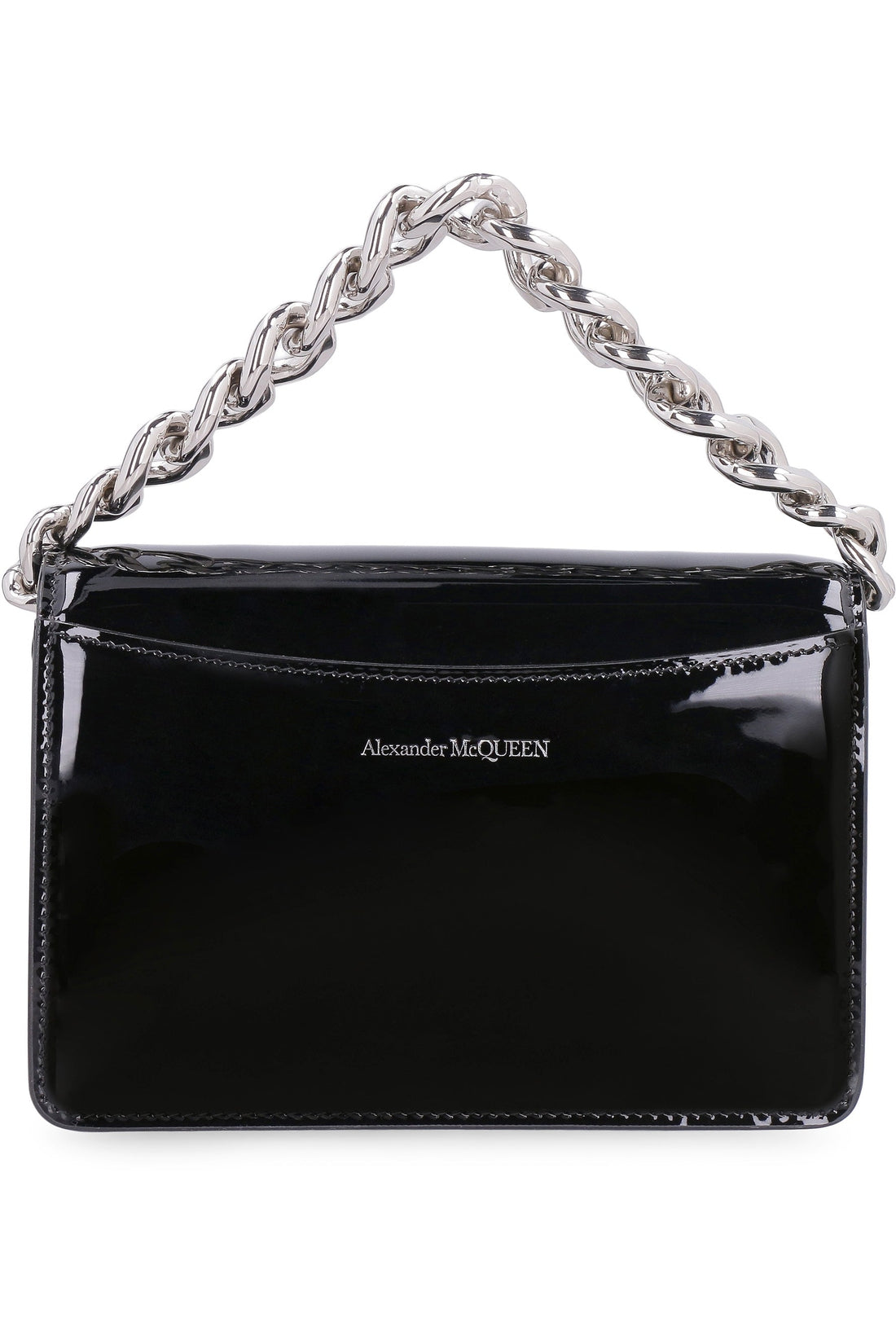 Alexander McQueen-OUTLET-SALE-The Four Ring Mini patent leather bag-ARCHIVIST