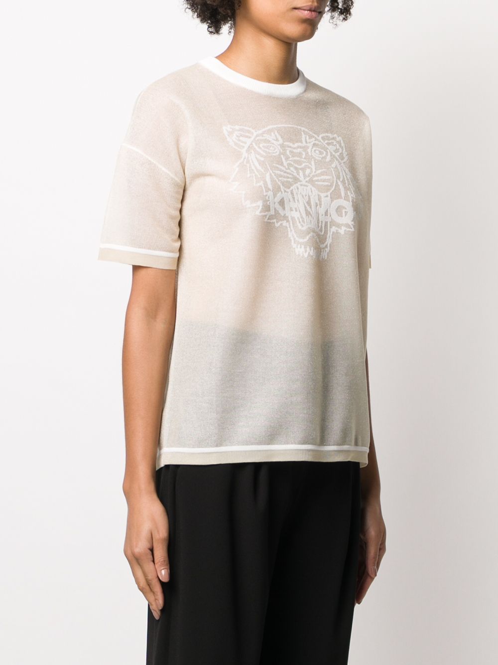 Kenzo-OUTLET-SALE-Tiger Logo Mesh Knitted T-Shirt-ARCHIVIST