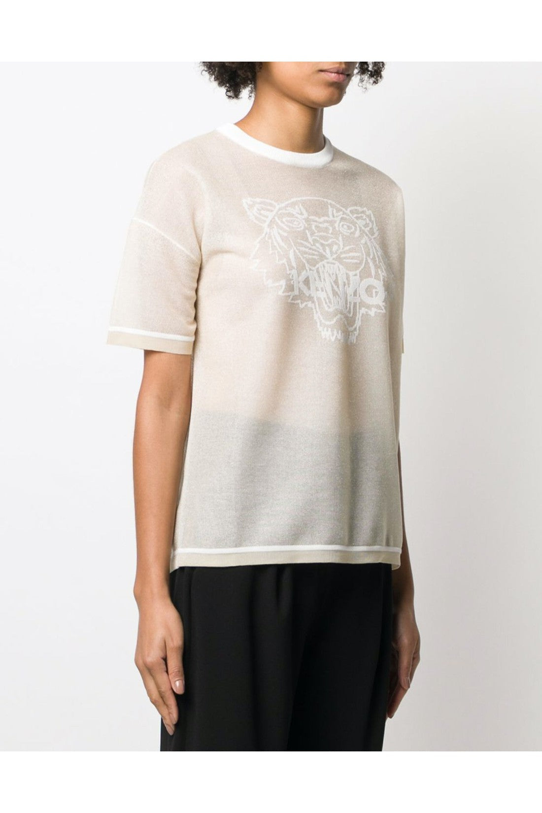 Kenzo-OUTLET-SALE-Tiger Logo Mesh Knitted T-Shirt-ARCHIVIST