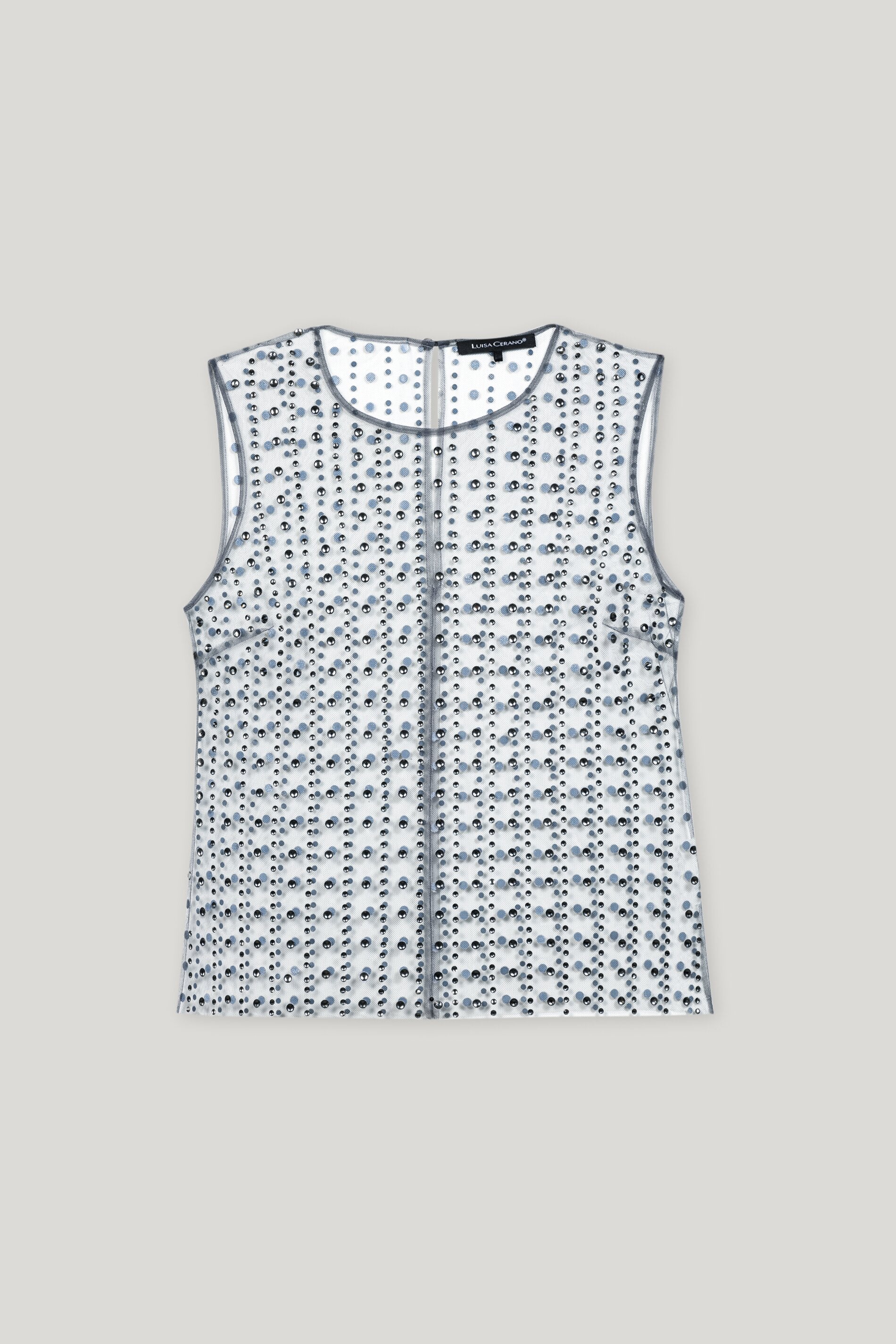 Luisa Cerano-Top in Mesh-Optik-Hemden & Blusen-Black-Deal-Outlet-by-ARCHIVIST