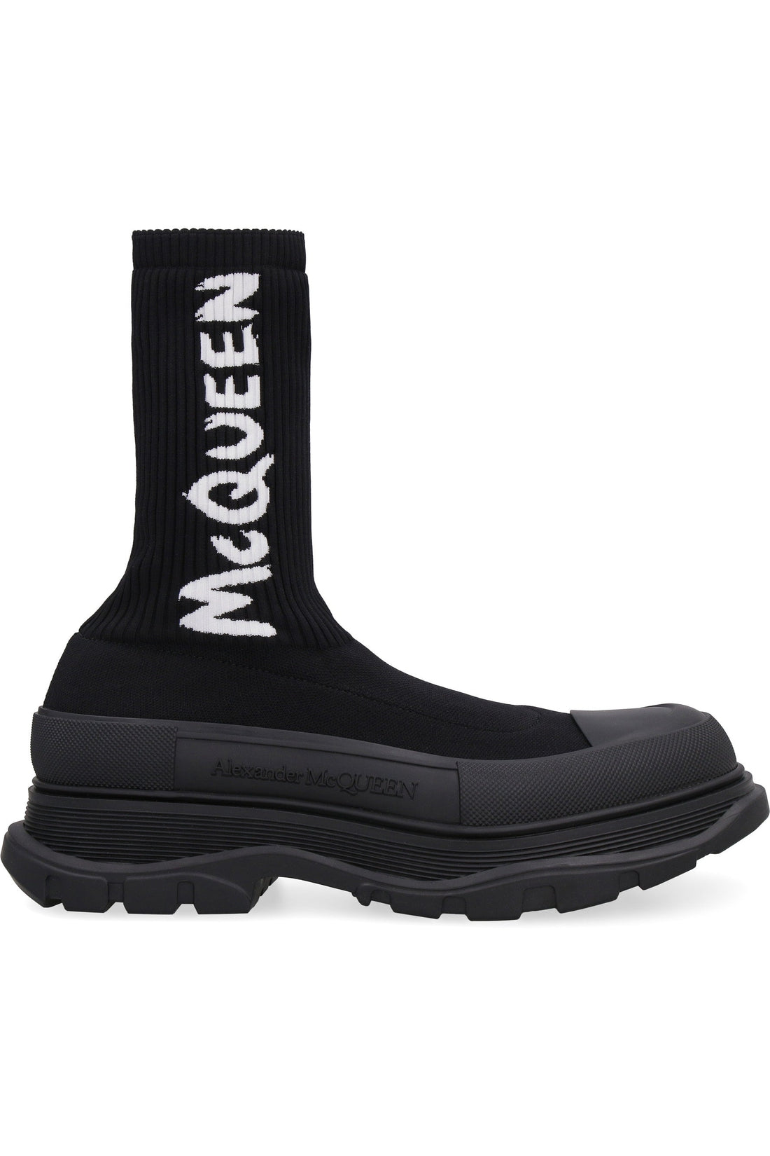 Alexander McQueen-OUTLET-SALE-Tread Slick knitted ankle boots-ARCHIVIST