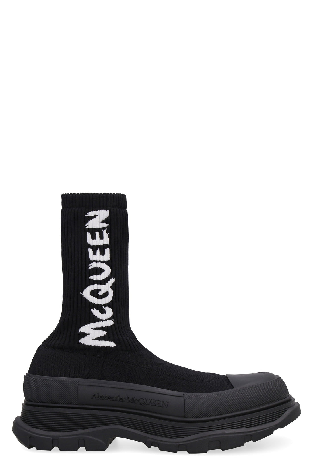 Alexander McQueen-OUTLET-SALE-Tread Slick knitted ankle boots-ARCHIVIST