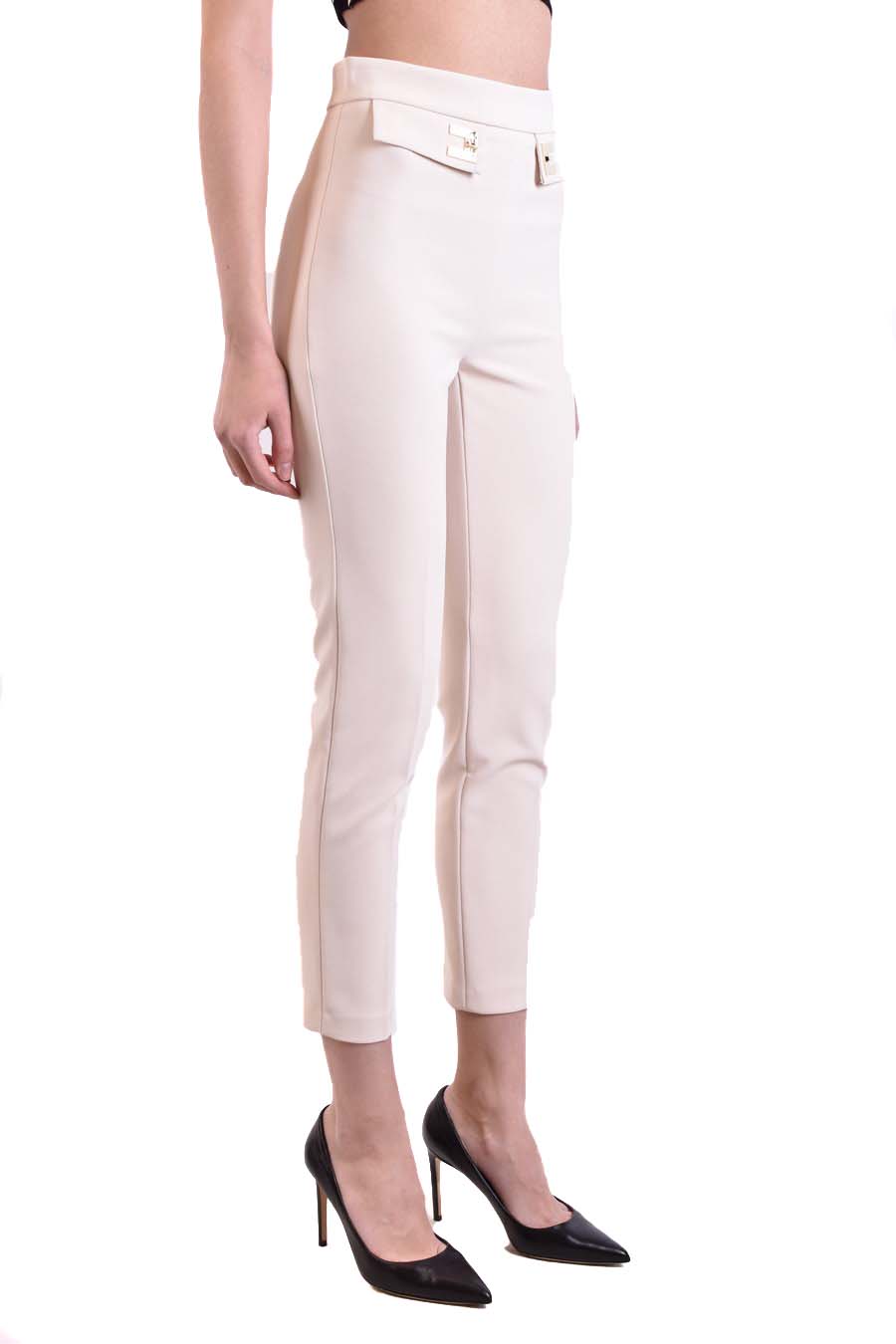 Elisabetta Franchi-OUTLET-SALE-Trousers BEIGE-ARCHIVIST