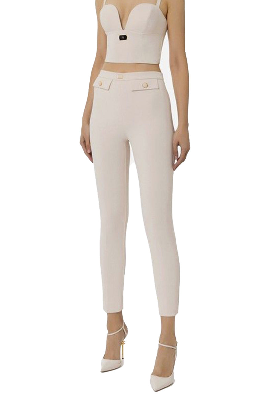 Elisabetta Franchi-OUTLET-SALE-Trousers BEIGE-ARCHIVIST