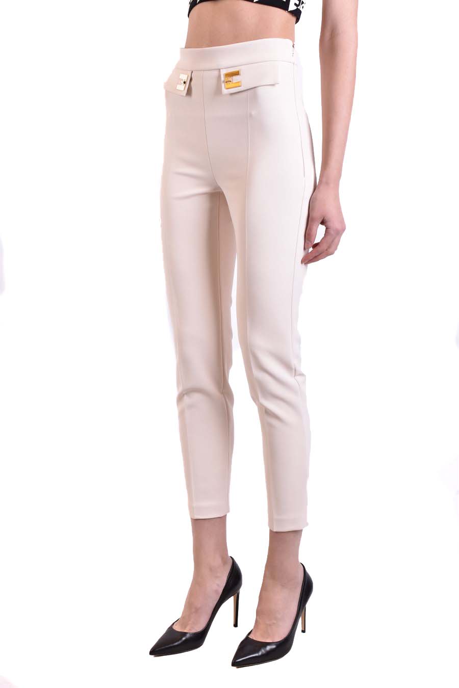 Elisabetta Franchi-OUTLET-SALE-Trousers BEIGE-ARCHIVIST