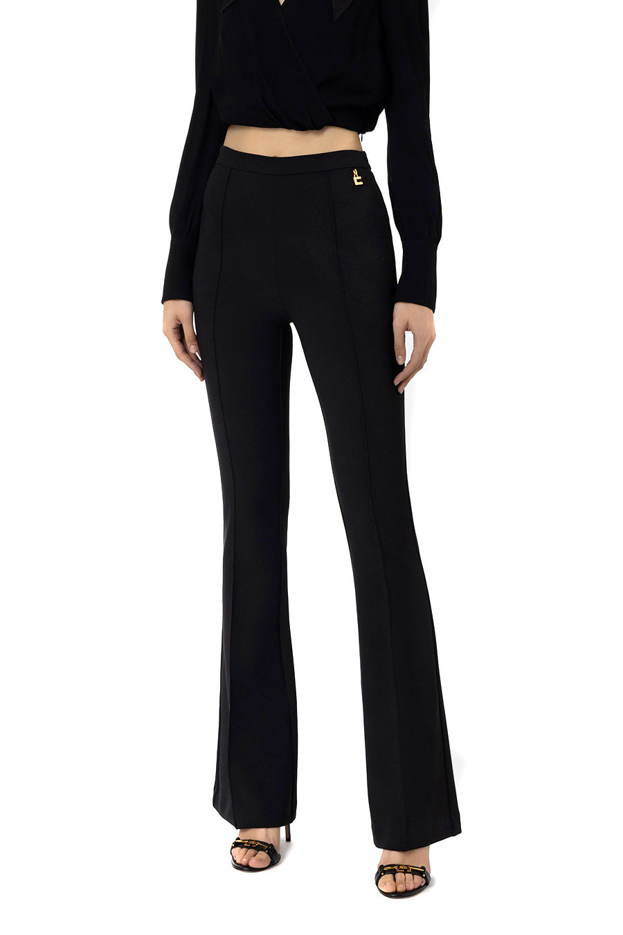 ELISABETTA FRANCHI-OUTLET-SALE-Trousers SCHWARZ-ARCHIVIST