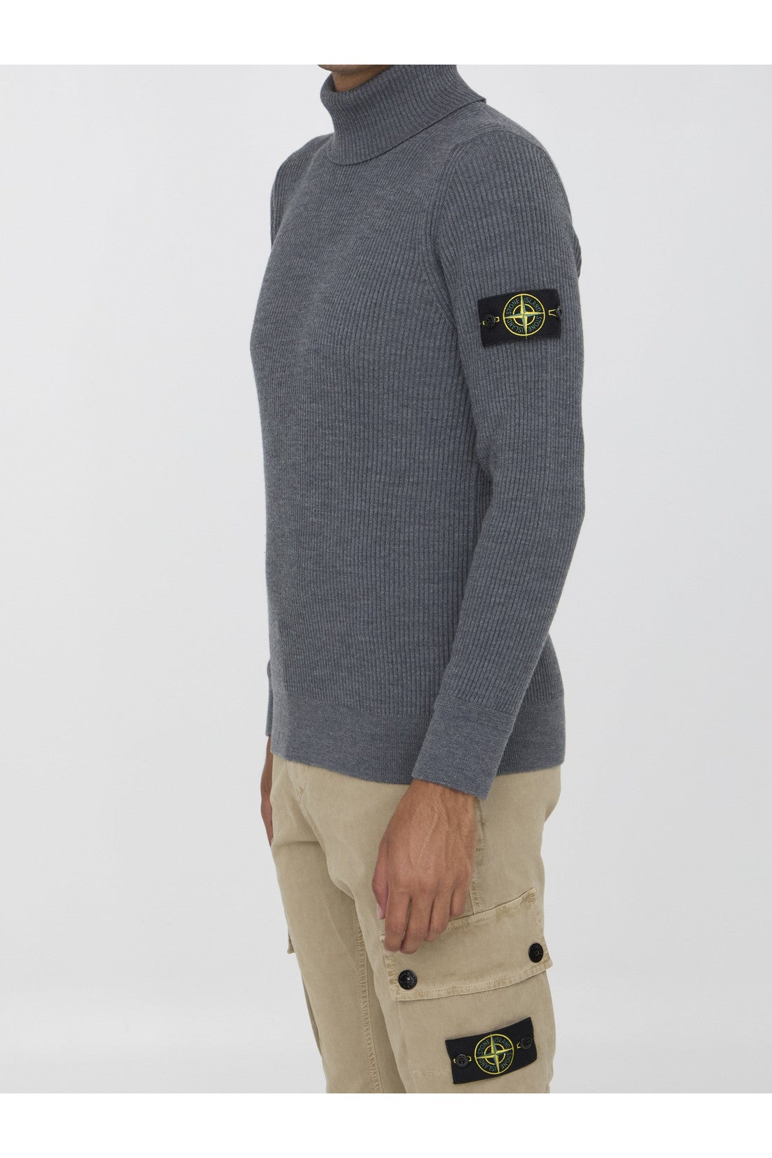 Stone Island-OUTLET-SALE-Turtleneck sweater in wool-ARCHIVIST