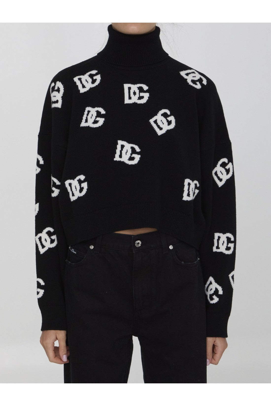 DOLCE&GABBANA-OUTLET-SALE-Turtleneck sweater with DG logo-ARCHIVIST