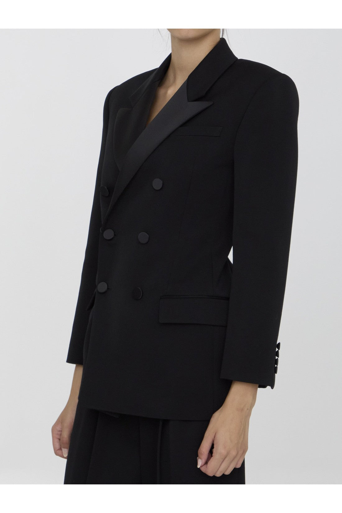 SAINT LAURENT-OUTLET-SALE-Tuxedo jacket in grain de poudre-ARCHIVIST