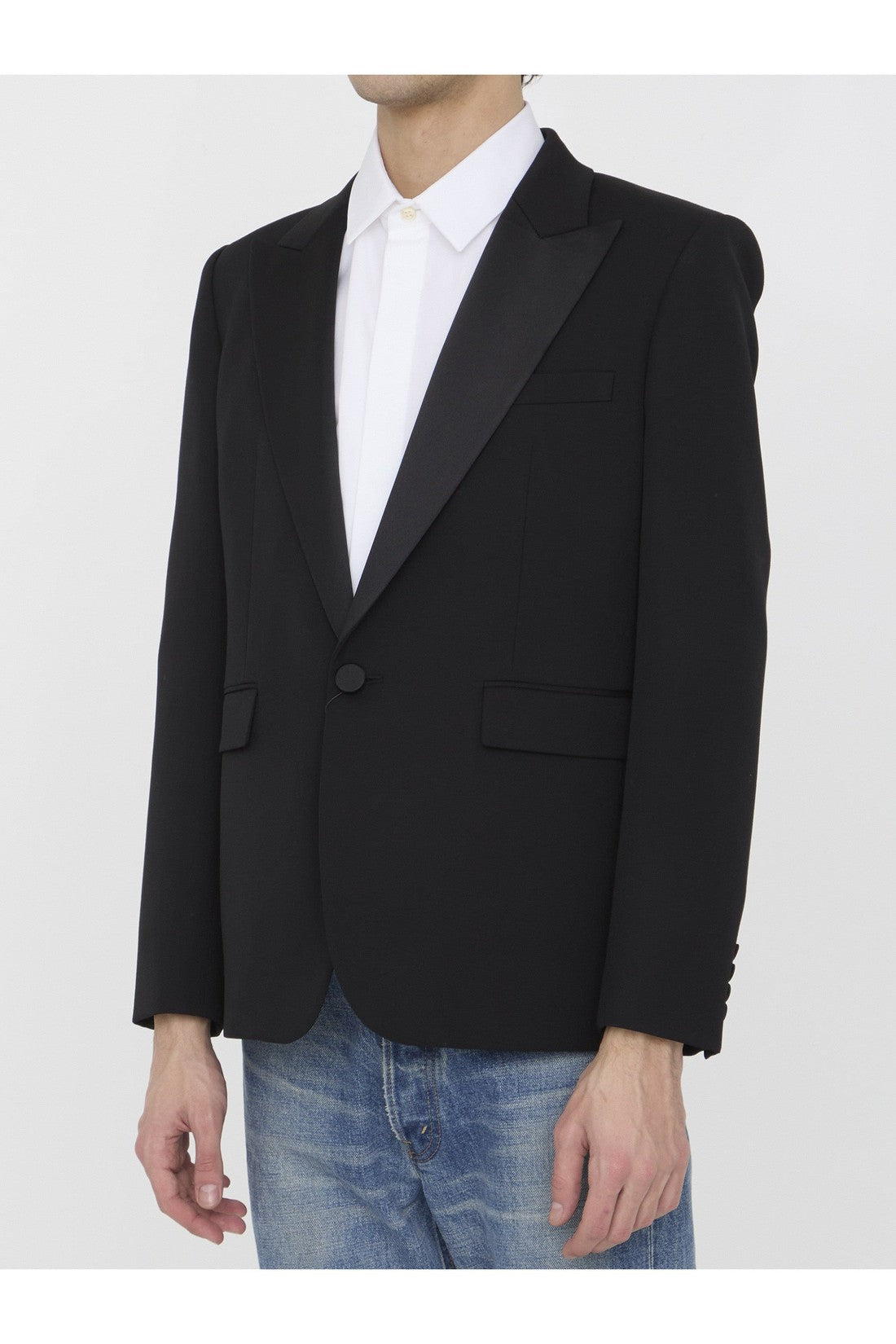 Saint Laurent-OUTLET-SALE-Tuxedo jacket in grain de poudre-ARCHIVIST