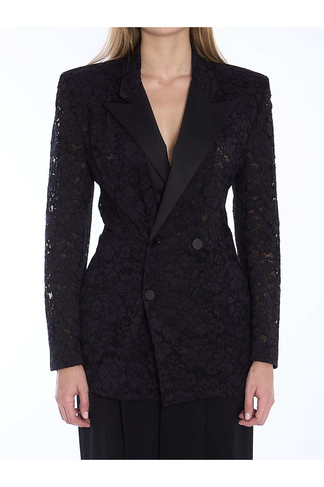 SAINT LAURENT-OUTLET-SALE-Tuxedo jacket in guipure-ARCHIVIST