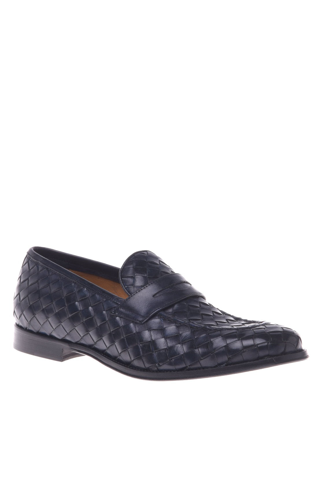Blue woven leather loafer