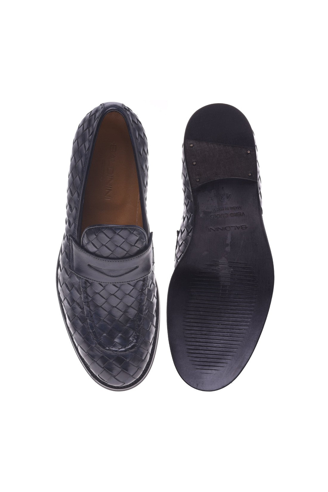 Blue woven leather loafer