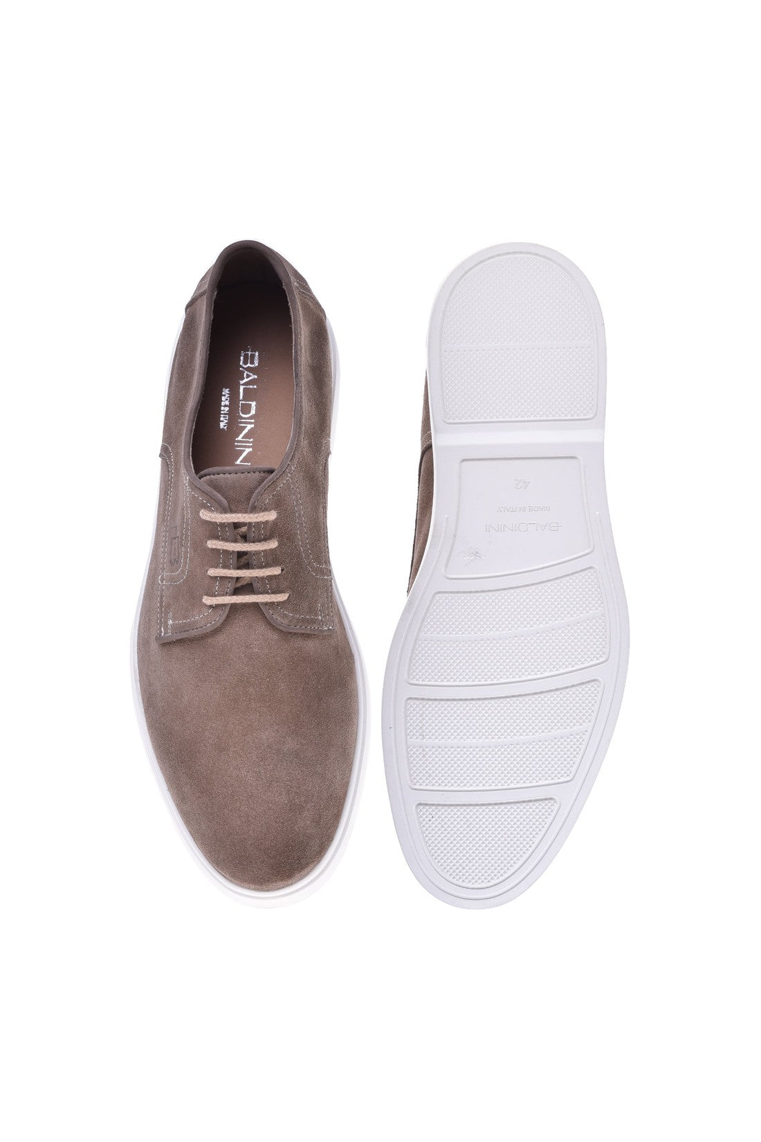 Taupe suede leather derby