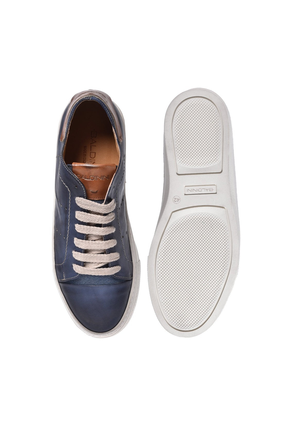 Sneaker in blue calfskin and canvas