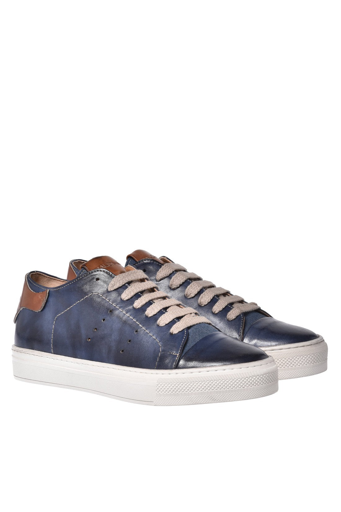 Sneaker in blue calfskin and canvas