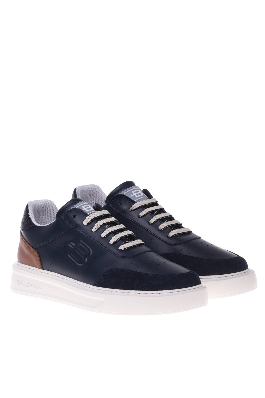 Sneaker in blue suede and calfskin