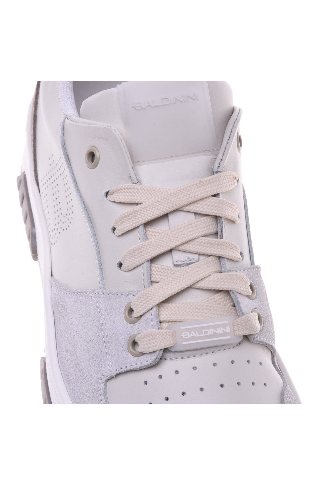 Sneaker in cream and white suede and calfskin