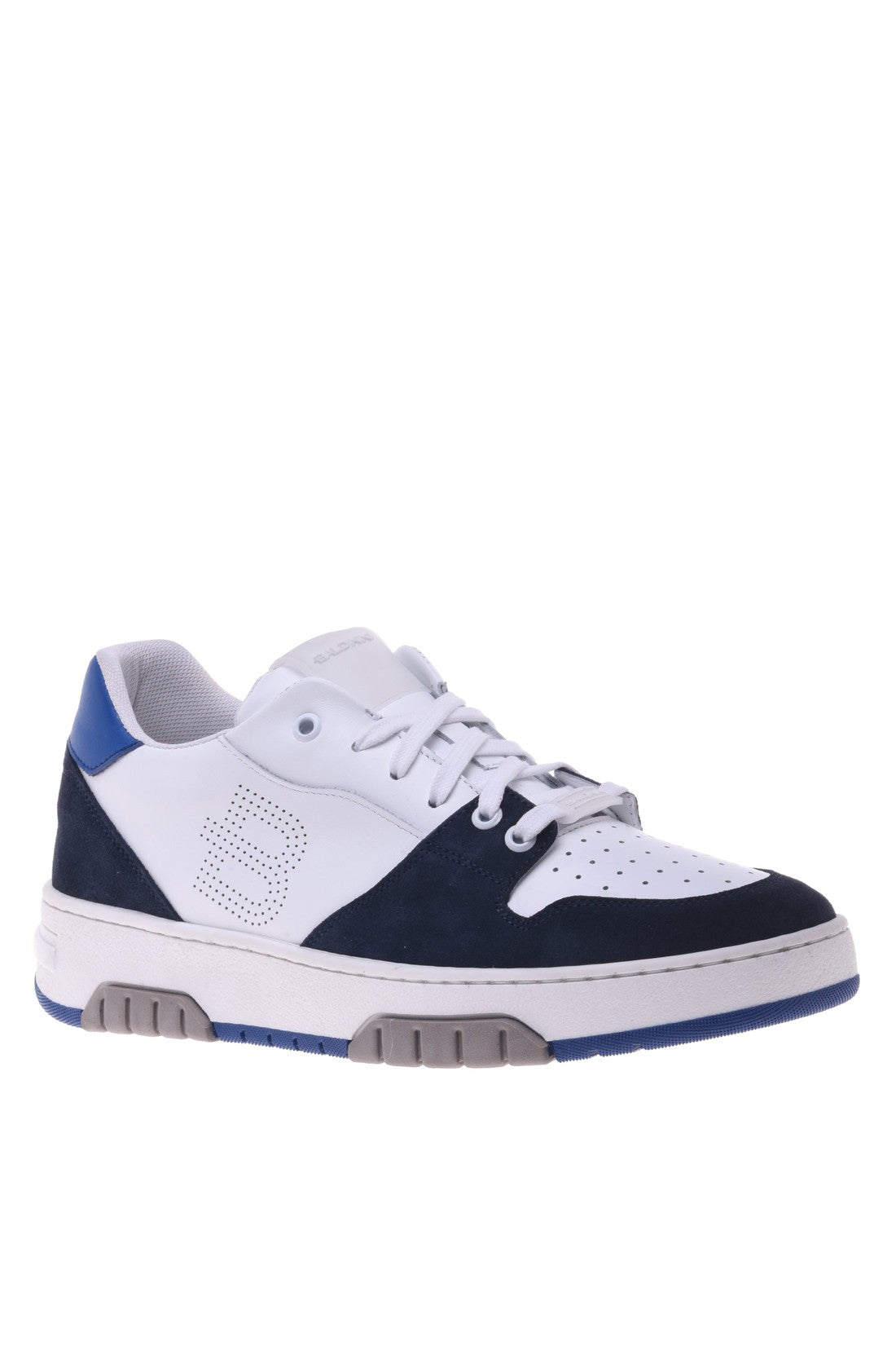 Sneaker in blue and white suede and calfskin