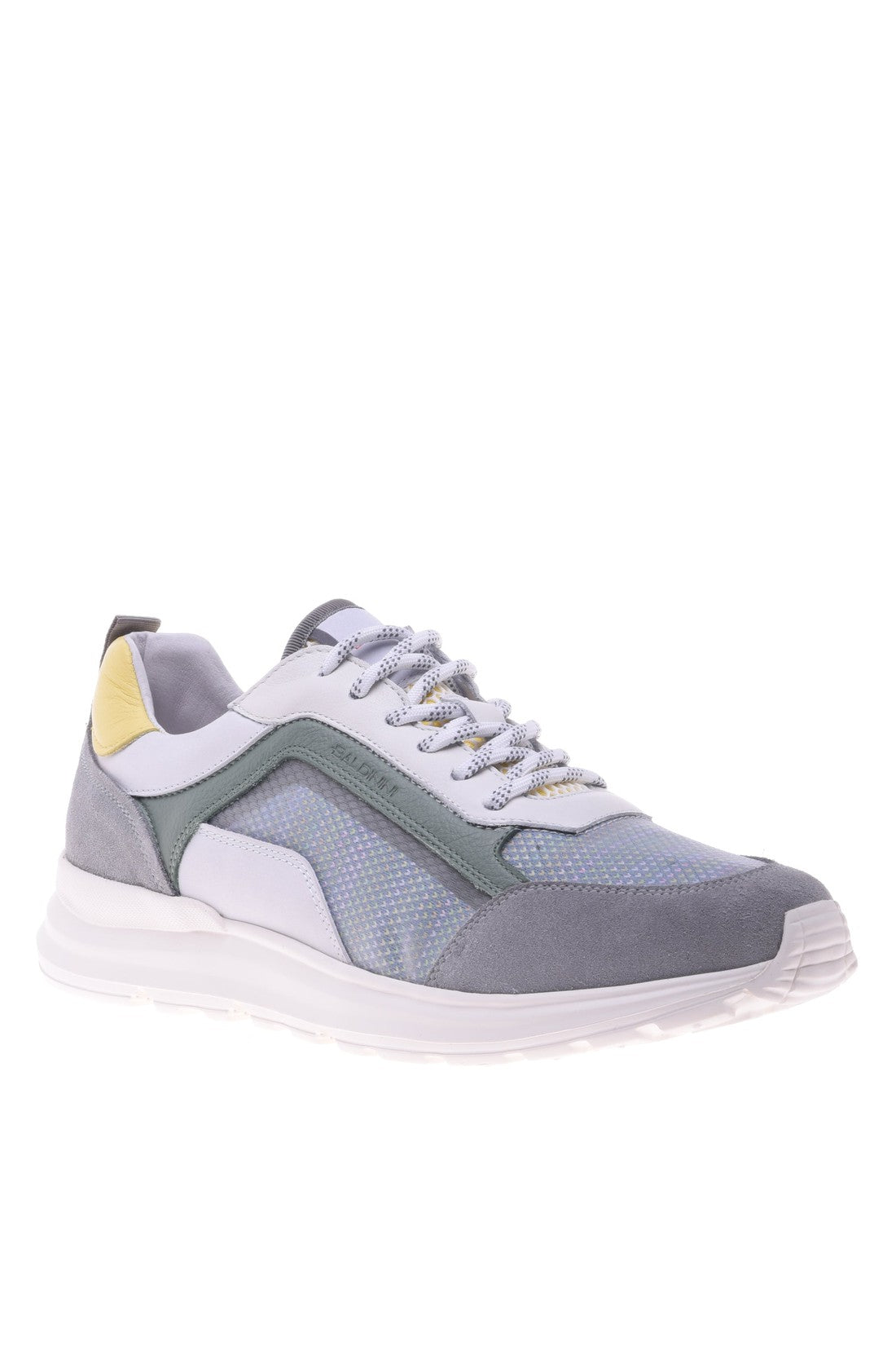 Sneaker in grey leather and fabric