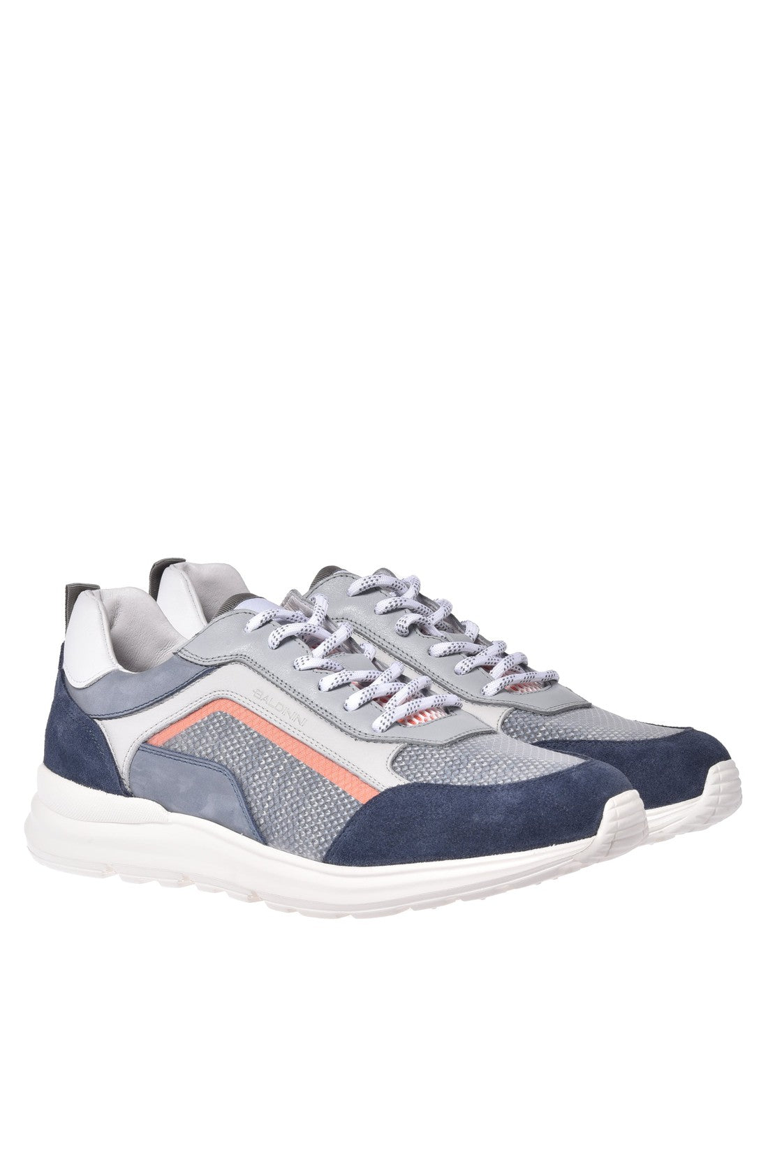 Sneaker in denim leather and fabric