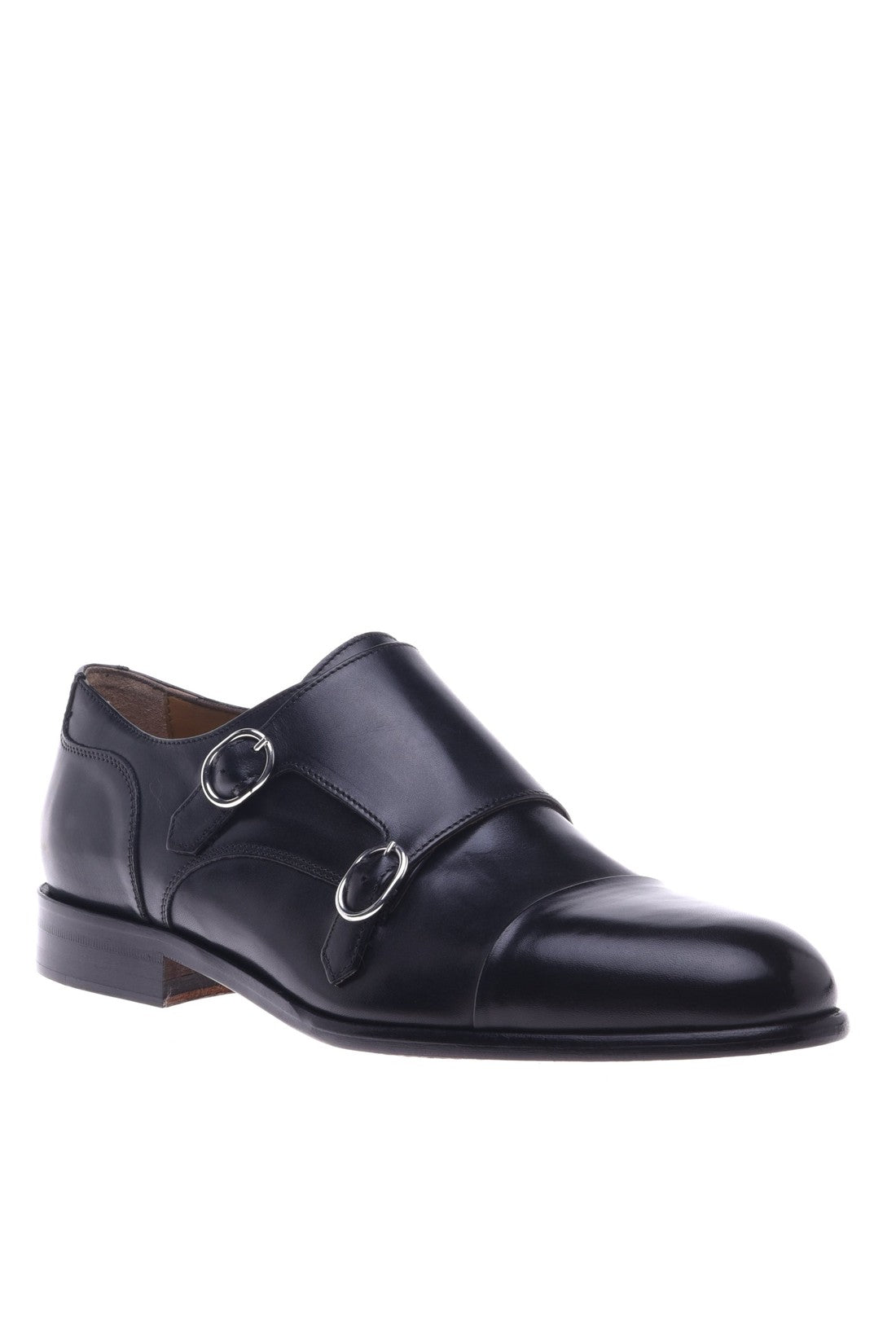 Black calfskin lace-up with double buckle