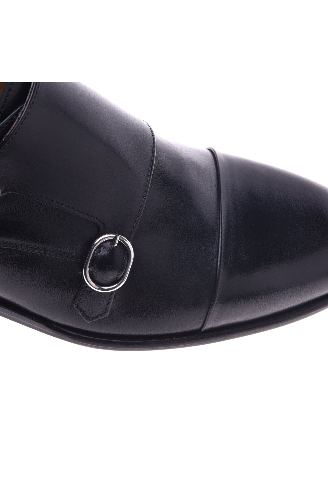 Black calfskin lace-up with double buckle
