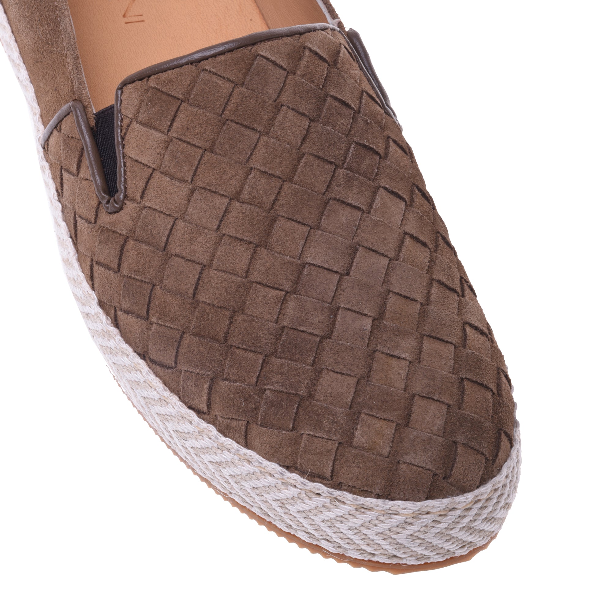 Espadrilles in taupe woven suede