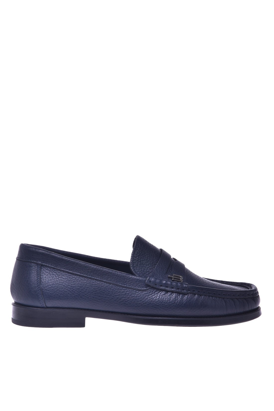 Loafer in blue tumbled leather