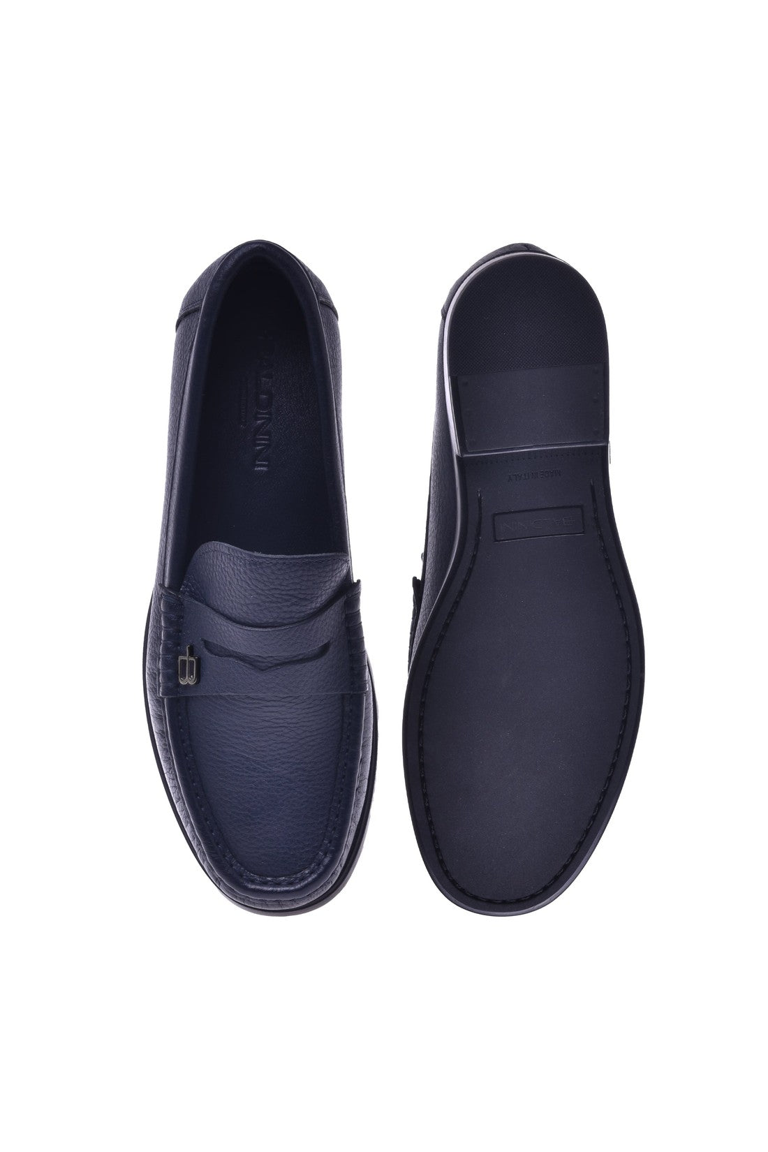 Loafer in blue tumbled leather