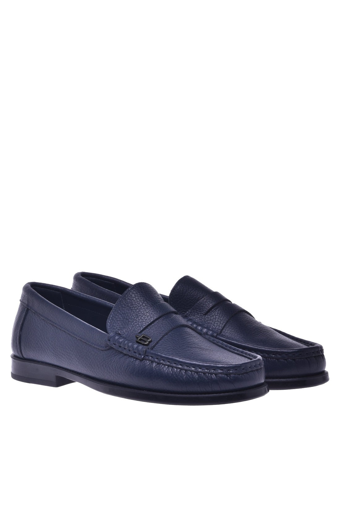 Loafer in blue tumbled leather