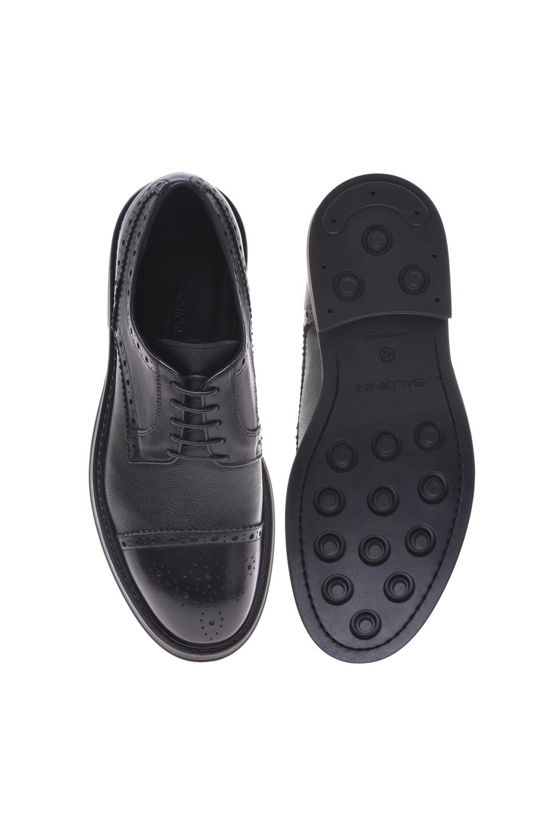 Black printed leather Derby shoes