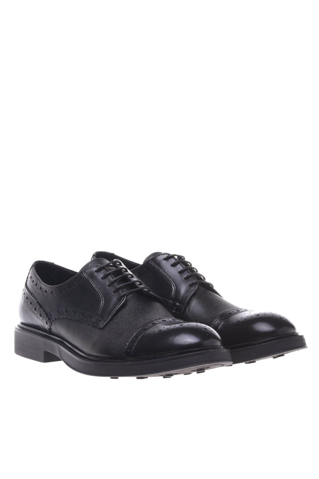 Black printed leather Derby shoes