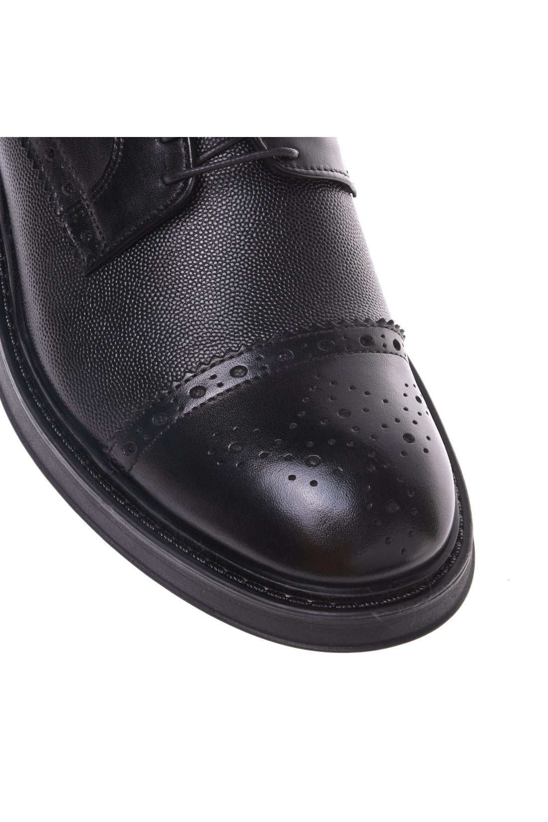 Black printed leather Derby shoes