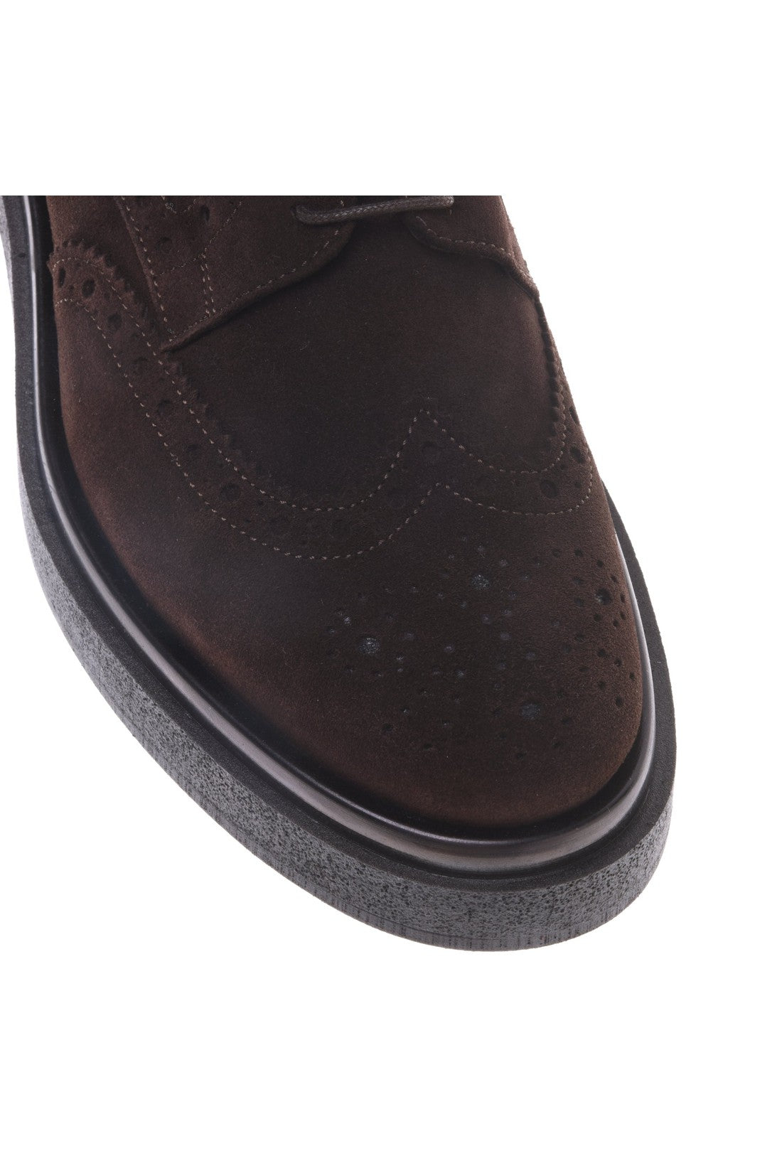 Derby shoe in dark brown suede leather