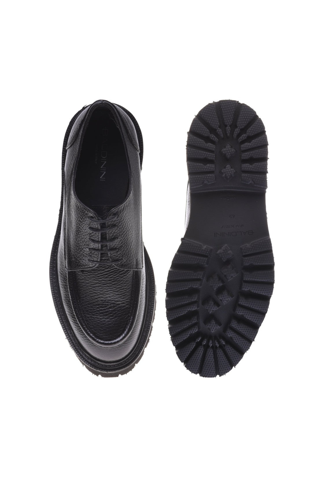 Black tumbled leather Derby shoes